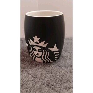 2011 Starbucks Etched Mermaid Siren Black Barrel 14oz Coffee Tea Mug Cup Used